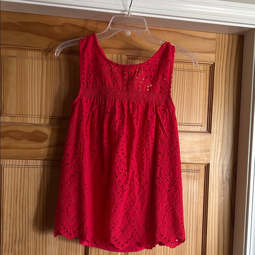 Maurices Vibrant Red ladies Eyelet Summer blouse